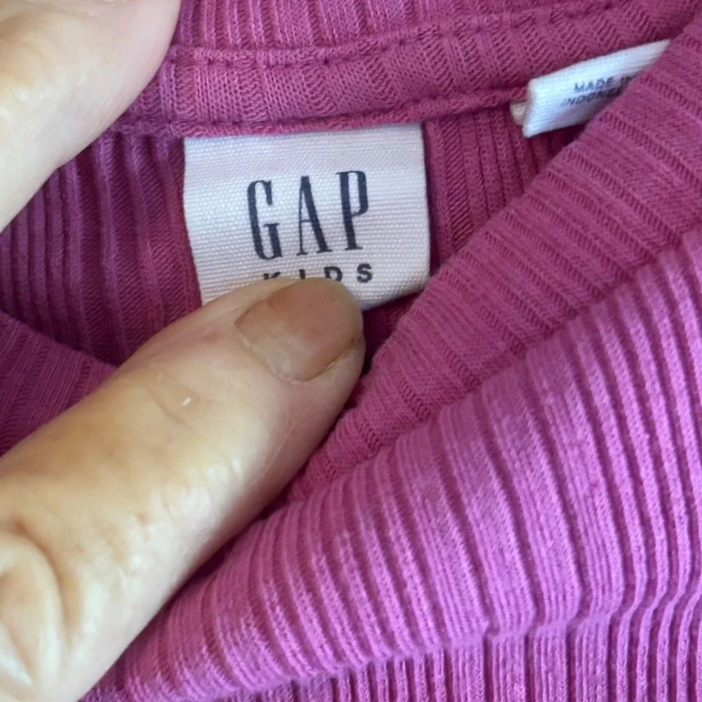 Gap Kids Girls Pink Ribbed Short Sleeve Crew Neck Tee Shirt